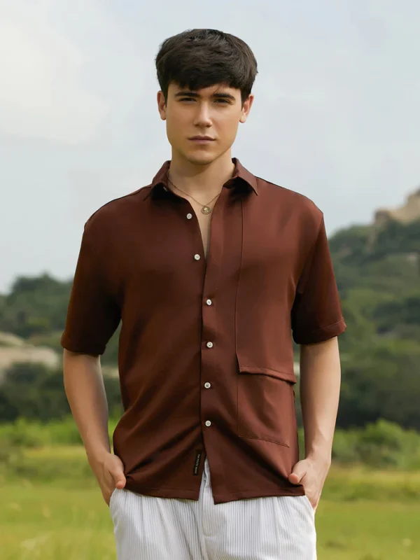 Solid Flap Oversized Shirt - Image 4